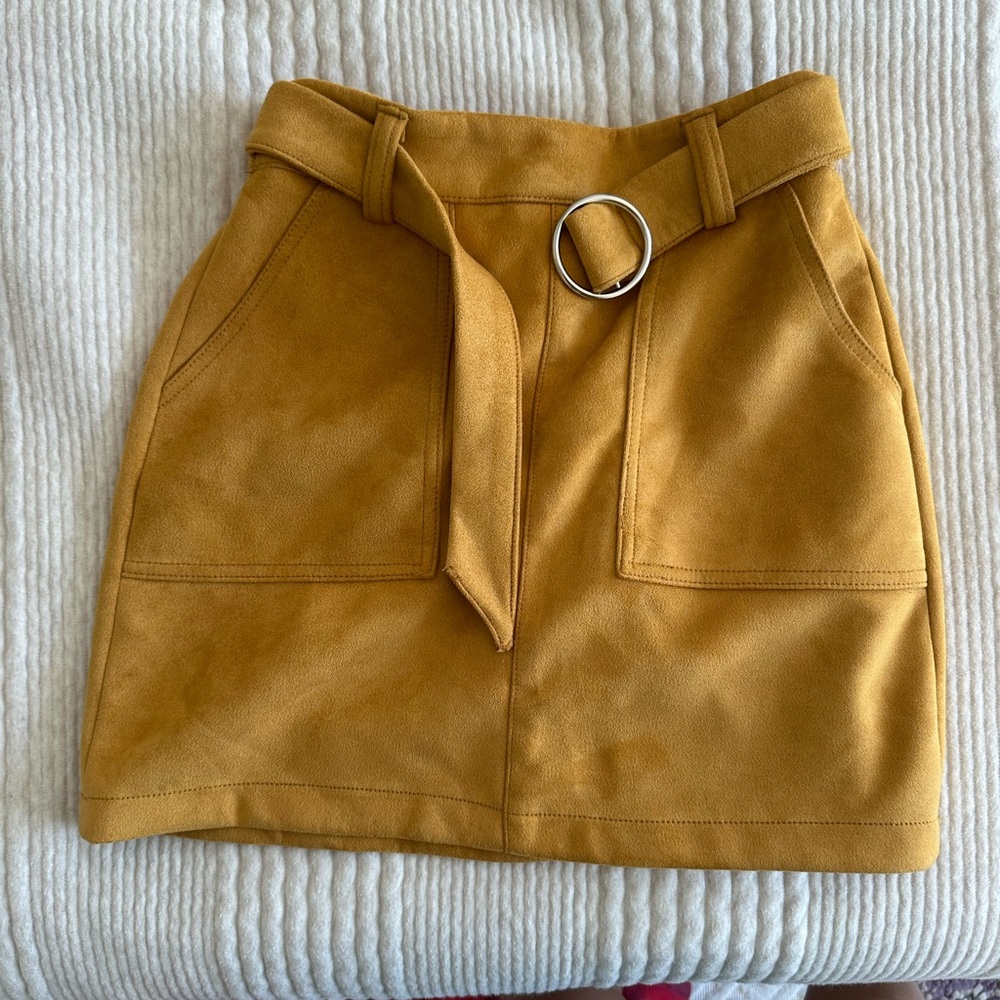 Bershka mustard suede mini skirt